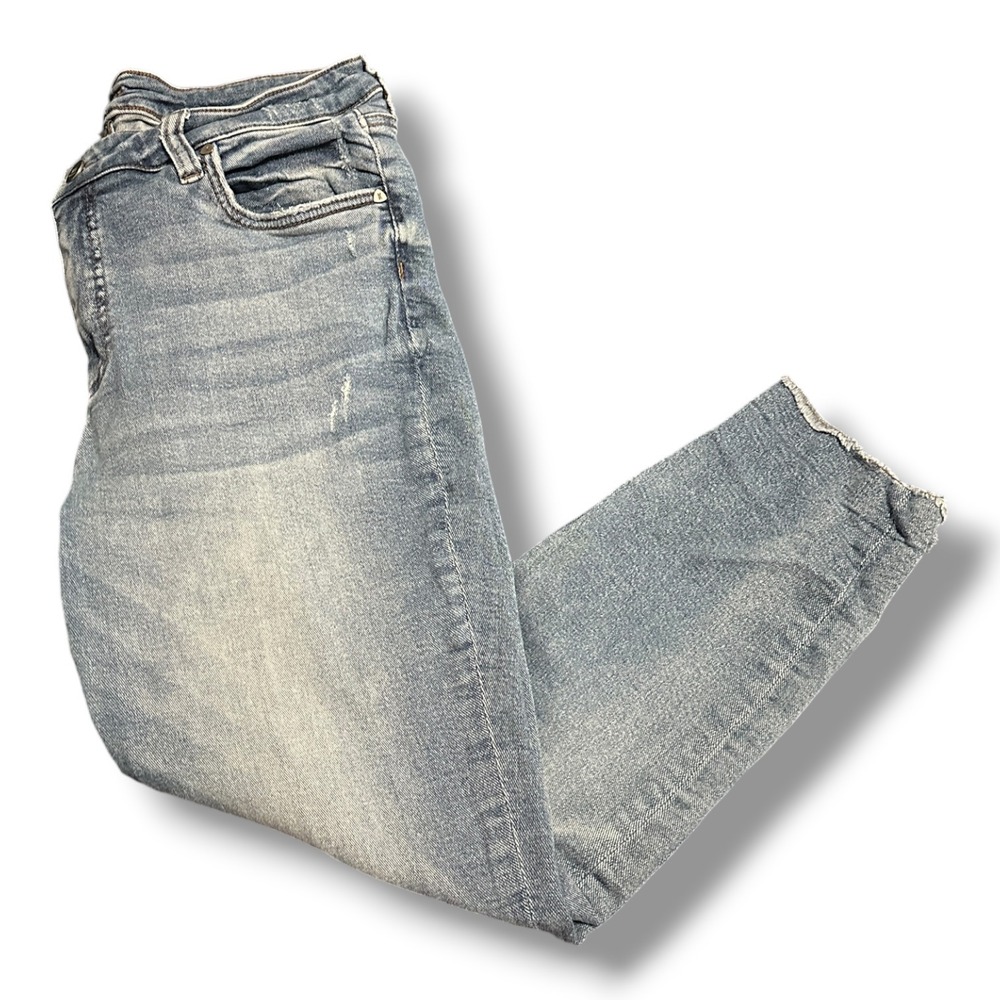 KUT from the Kloth Light Wash Distressed Raw Hem Skinny Jeans 14W